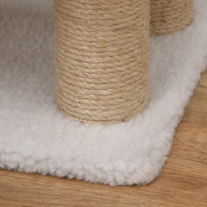 PawHut Pet Stair, Cat Tree with 4-step Climb Ladder, Scratching Posts, Platforms, Toy Ball, for Indoor Elderly Cats Kittens, White