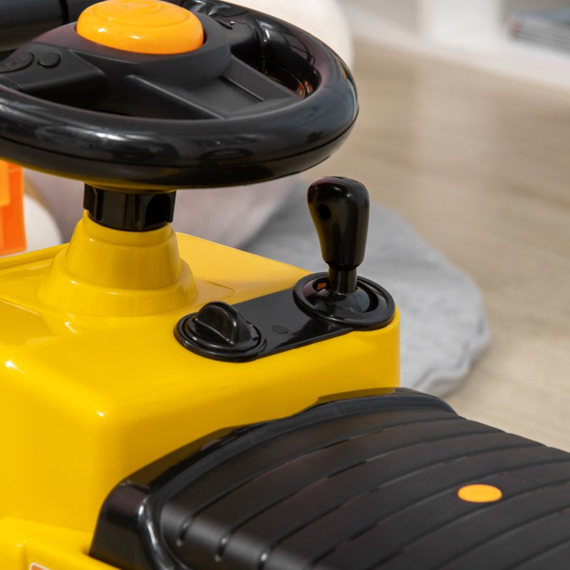 HOMCOM Kids Ride on Forklift Truck w/ Fork and Tray, Ride On Tractor w/ Under Seat Storage, Treaded Wheels, No Power Design, for 3-4 Years Old