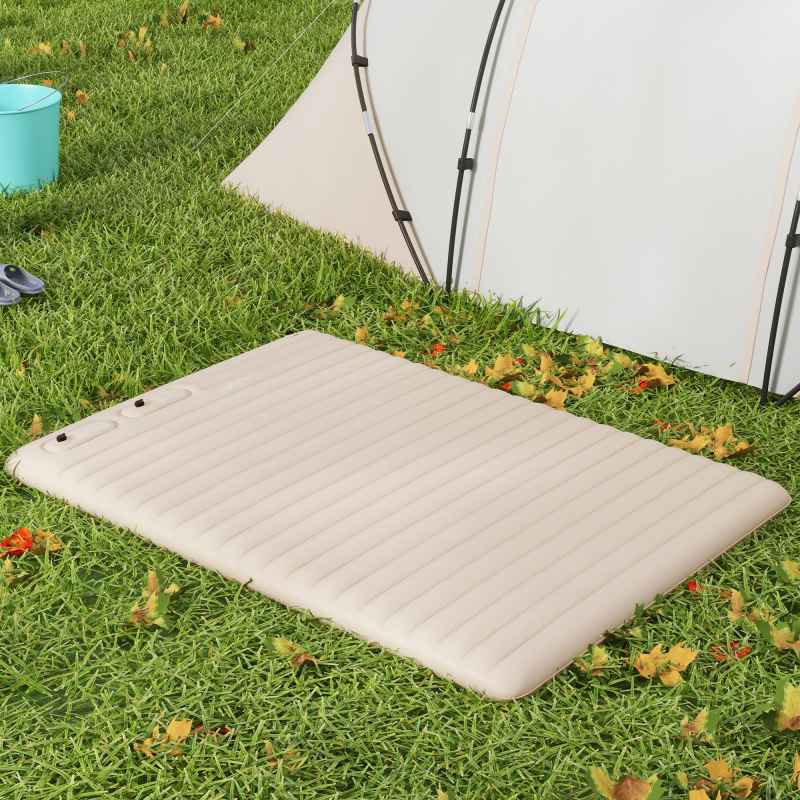 Outsunny Double Air Bed with Foot Pump and Carry Bag, Inflatable Mattress for Guest, Camping, Travel, 195 x 140 x 10cm, White