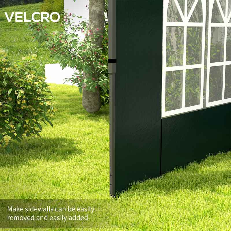Outsunny Gazebo Side Panels with Window for 3x3(m) or 3x6m Gazebo Canopy, 2 Pack Sides Replacement, Green