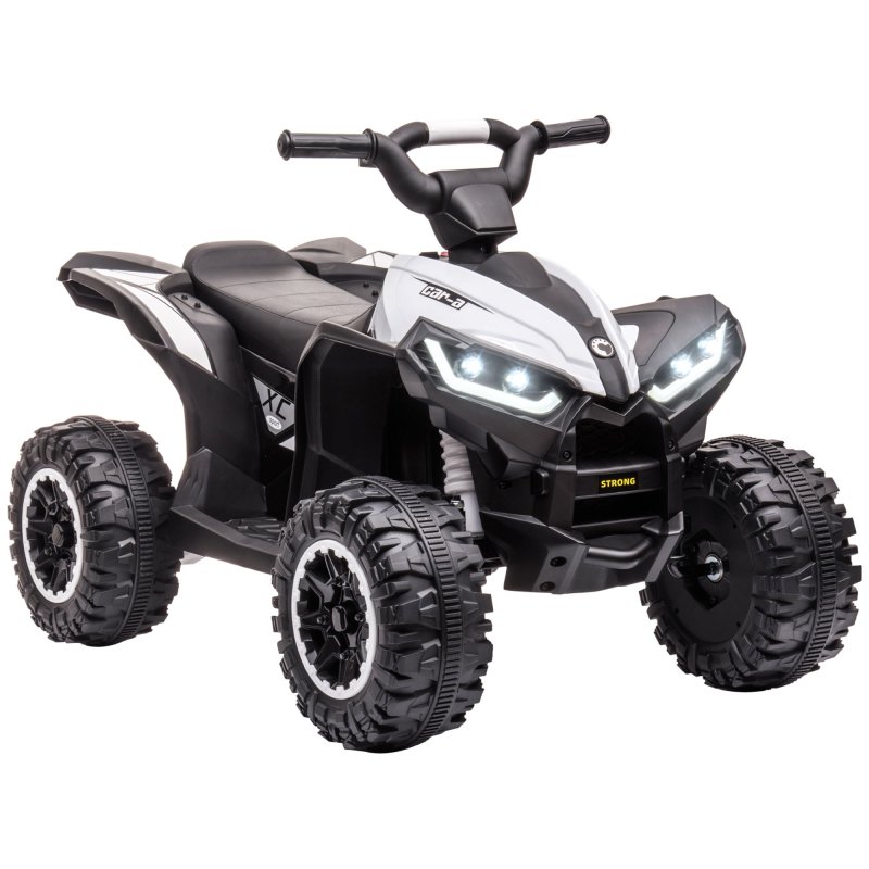 HOMCOM 12V Electric Quad Bike for Kids Ride On Car All Terrain Vehicle Toy, with Forward Reverse Functions, LED Headlights, Music, for Ages 3-5 Years - White