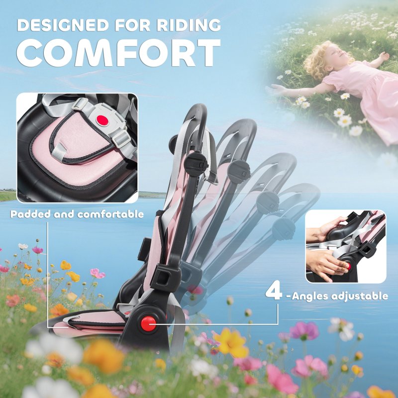 AIYAPLAY Kids Trike, 6 in 1 Toddler Tricycle with Adjustable Parent Handle & Canopy, Convertible Seat, for Ages 1-5 Years, Foldable Baby Trike with Safety Harness, Storage Basket & Bag, Pink