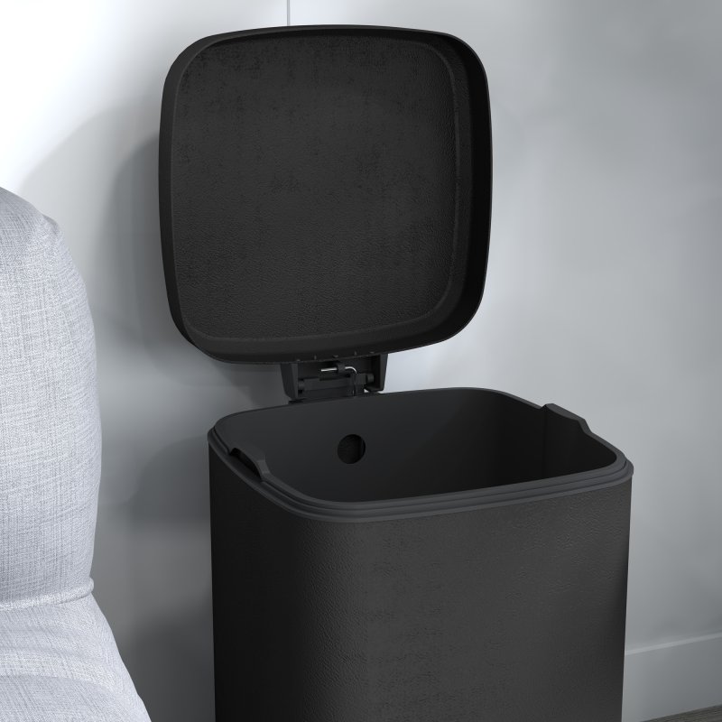 HOMCOM 12 Litre Pedal Bin, Fingerprint Proof Kitchen Rubbish Bin with Soft-close Lid, Foot Pedal and Removable Inner Bucket for Recycling and Waste