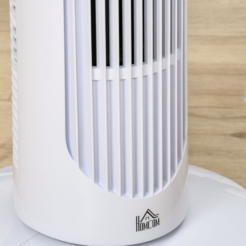 HOMCOM Tower Fan for Bedroom Cooling, 30 Inch Electric 70° Oscillating Fan with 3 Speed Settings, Standing Floor Fan for Home Office Indoor, White