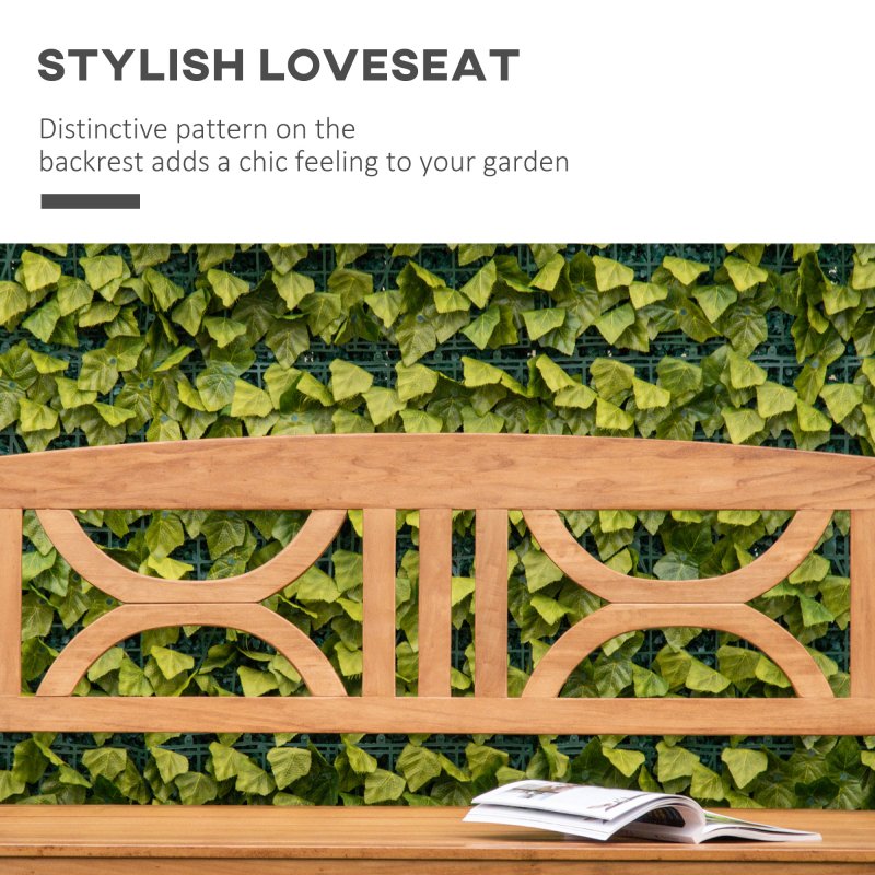 Outsunny 2-Seater Chair, Wooden Garden Bench, Outdoor Patio Loveseat for Porch, Natural