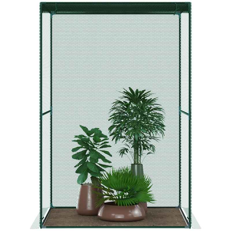 Outsunny Fruit Cage Bird Netting, Vegetable Plant Protection Tent with Zipped Door, Anti Bird, Insects, Small Animals, 1.2 x 1.2 x 1.8m, Dark Green