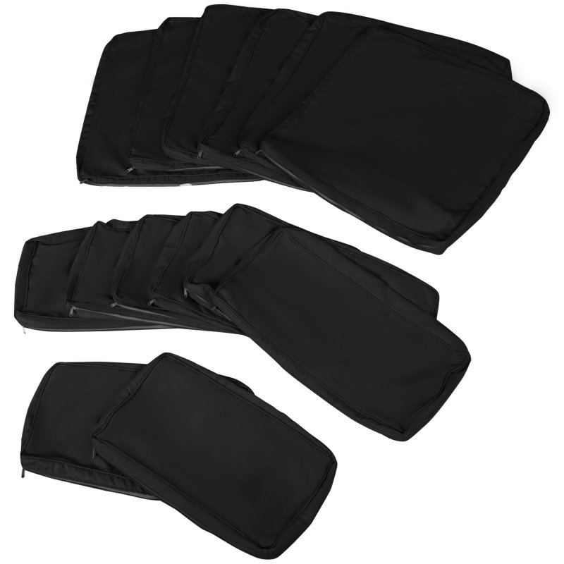 Outsunny Replacement Cushion Covers for Garden Sofa Set, Garden Rattan Sofa Cushion Polyester Cover Replacement Outdoor - No Cushion Included, Black