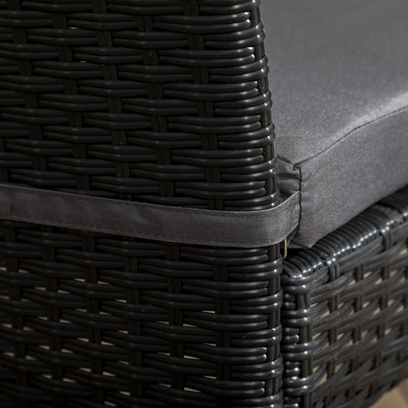 Outsunny 4 Pieces PE Rattan Garden Chairs with Cushion, Patio Wicker Dining Chairs with Backrest for Patio, Deck, Garden, Black