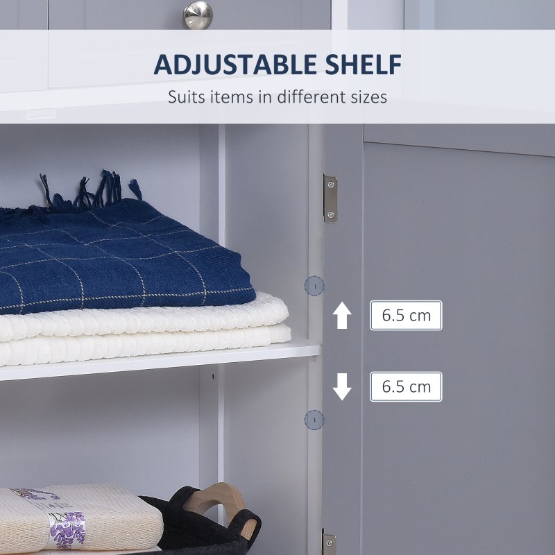 kleankin 75x60cm Freestanding Bathroom Storage Cabinet Unit w/ 2 Drawers Cupboard Adjustable Shelf Metal Handles Traditional Style 