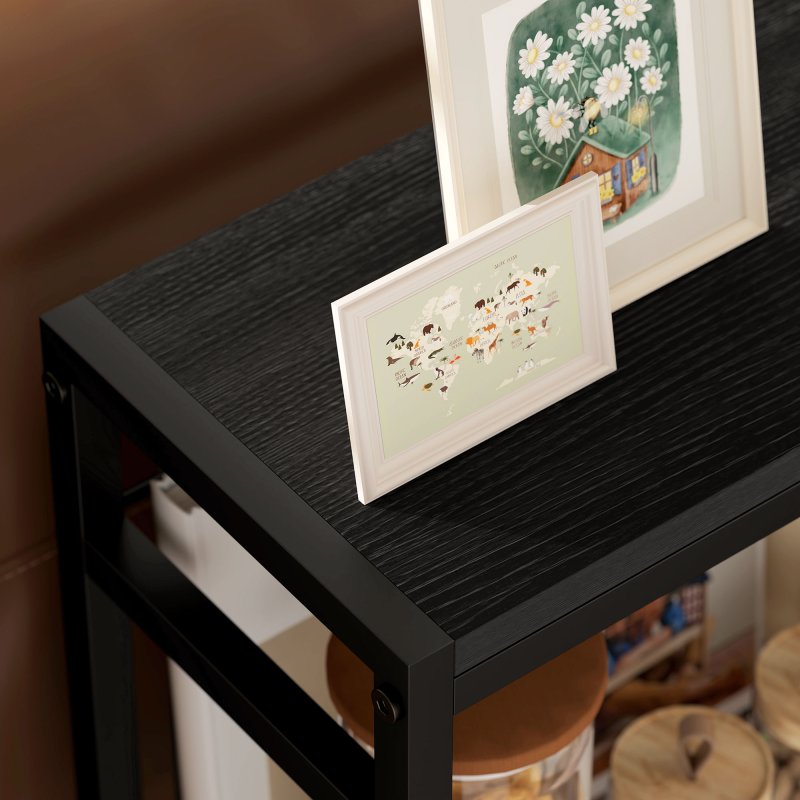 HOMCOM Side Table with 3-Tier Storage, Small Bedside Table, Sofa End Table with Steel Frame for Living Room, Bedroom