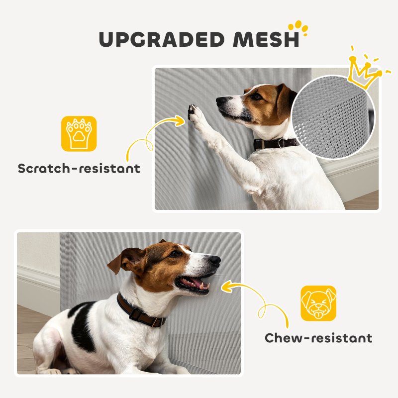 PawHut Retractable Stair Gate for Dogs, Extra Wide Dog Gate Extends Up to 180 cm Wide, 86.5 cm Tall, for Doorways, Stairways, Hallways, Indoor and Outdoor, Grey
