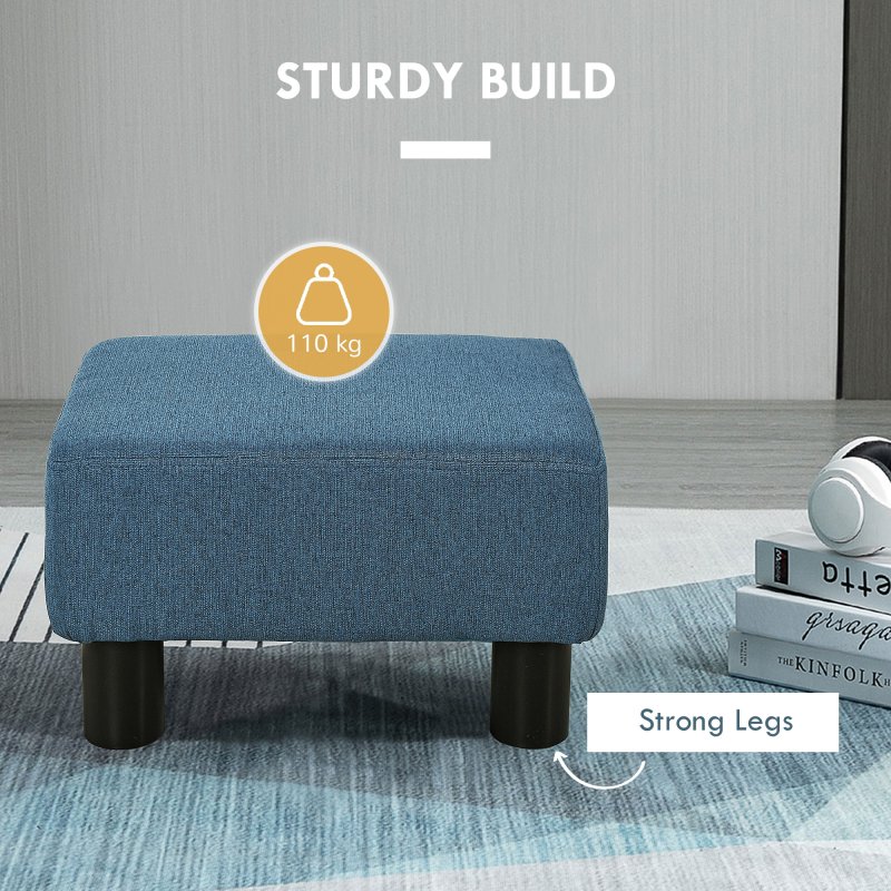 HOMCOM Linen Fabric Footstool, Small Foot Rest, Rectangle Sofa Stool for Bedroom Living Room