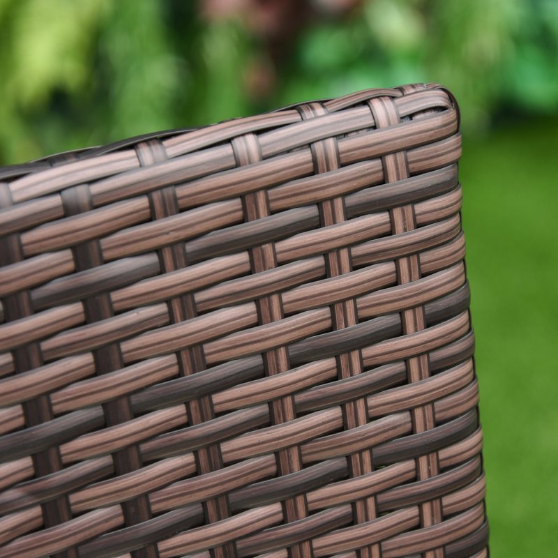 Outsunny 4 Pieces Outdoor PE Rattan Dining Chairs Set with Cushion, Garden Armchair with Armrests, High Backrest, Metal Frame Patio Wicker Furniture, Deep Coffee