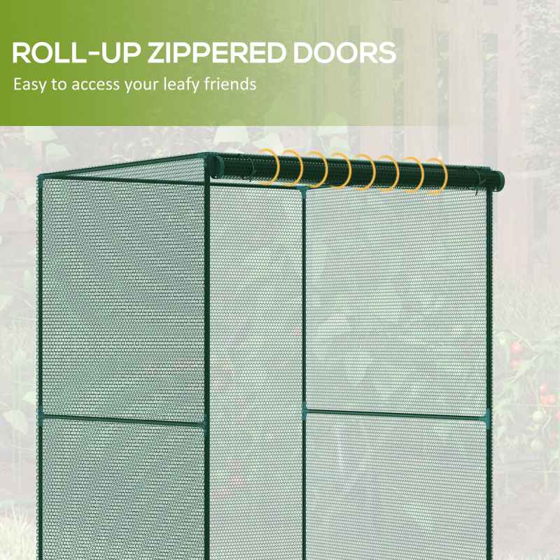 Outsunny Fruit Cage Bird Netting, Vegetable Plant Protection Tent with Zipped Door, Anti Bird, Insects, Small Animals, 1.2 x 1.2 x 1.8m, Dark Green