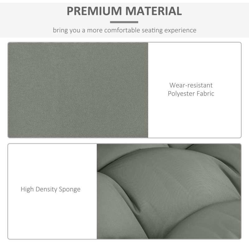 Outsunny 2Pcs Garden Tufted Pallet Cushion Seat Pad, Back Cushion Patio for Indoor Outdoor Use, 120L x 80W x 12Hcm, Grey