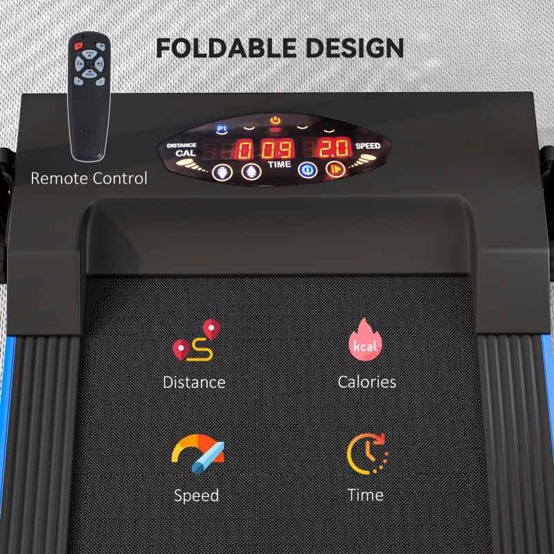 HOMCOM Folding Treadmill Walking Pad, 1-6km/h Treadmill Walking Machine, with Remote Control and LCD Display for Home Gym Office, Blue