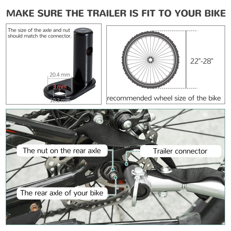 PawHut Steel Dog Bike Trailer Pet Cart Carrier for Bicycle Kit Water Resistant with Hitch Coupler Travel Red and Black