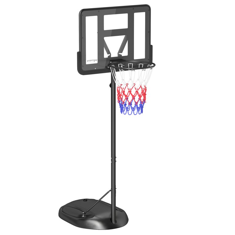 SPORTNOW Height Adjustable Basketball Hoop and Stand, Free Standing Portable Basketball Hoop System with Weighted Base and Wheels, for Kids Junior Adults, 1.7-2.3(m)