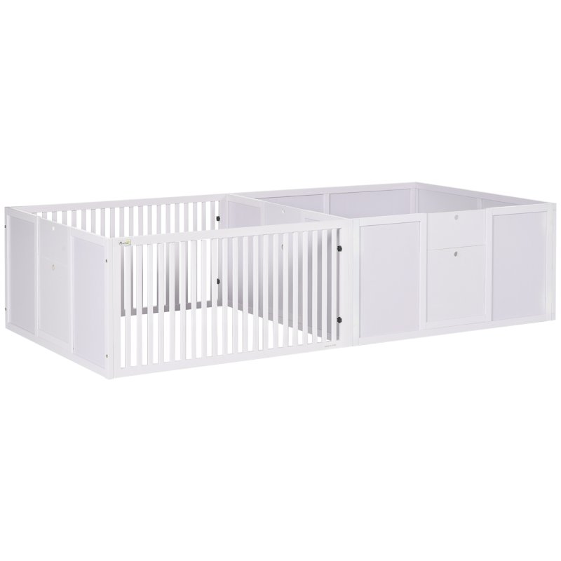 PawHut Whelping Box for Dogs, 2m x 1m Whelping Pen for Indoors, Pet Playpen with Three Doors, Two-Room Design