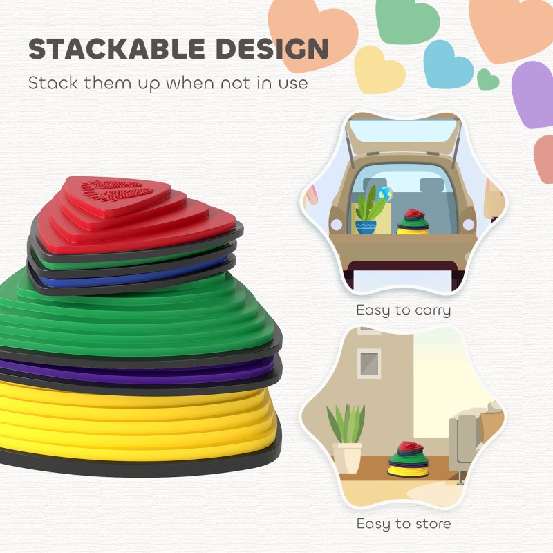 AIYAPLAY Stepping Stones for Kids, 6 Pieces Balance Stones with Non-Slip Wrapping Strips, Outdoor Indoor Stackable Sensory Toys Obstacle Course for Balance and Motor Skills