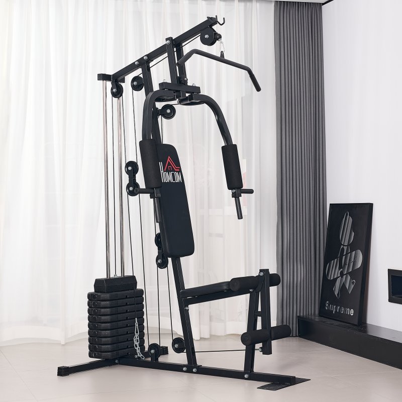 HOMCOM Multi Gym with Weights, Multifunction Home Gym Machine with 45kg Weight Stack for Full Body Workout and Strength Training