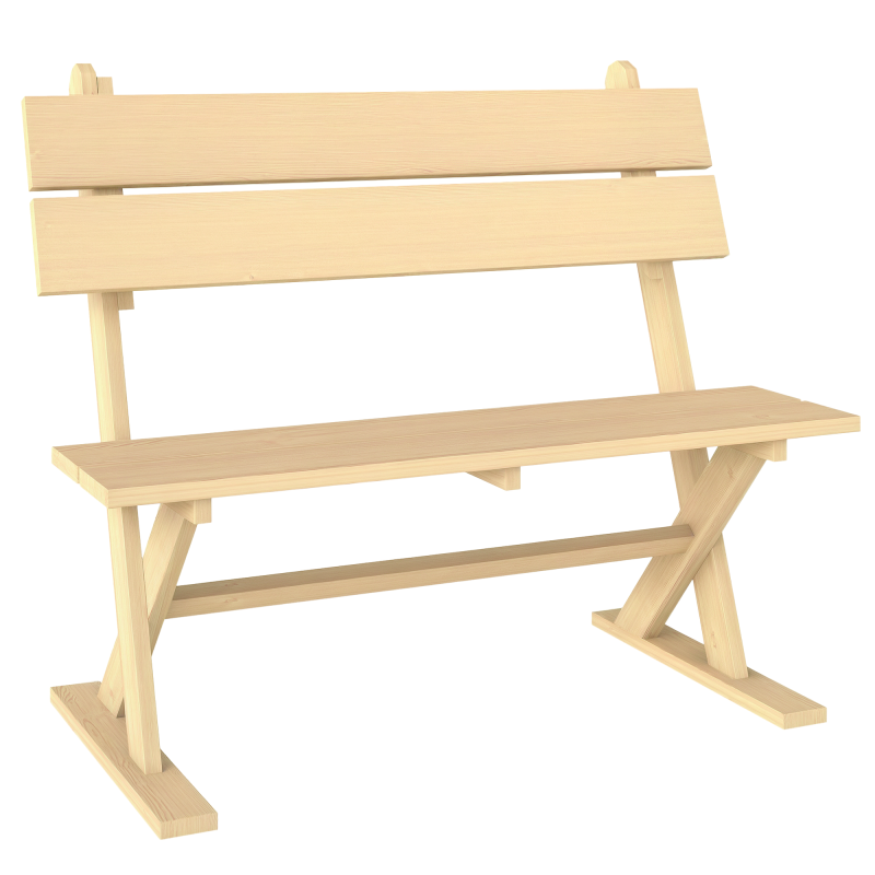 Outsunny 2 Seater Wooden Garden Bench, Fir Wood Outdoor Bench, Garden Loveseat with Slatted Seat, Sloping Back and Wide Feet for Patio, Park, Natural Wood Finish