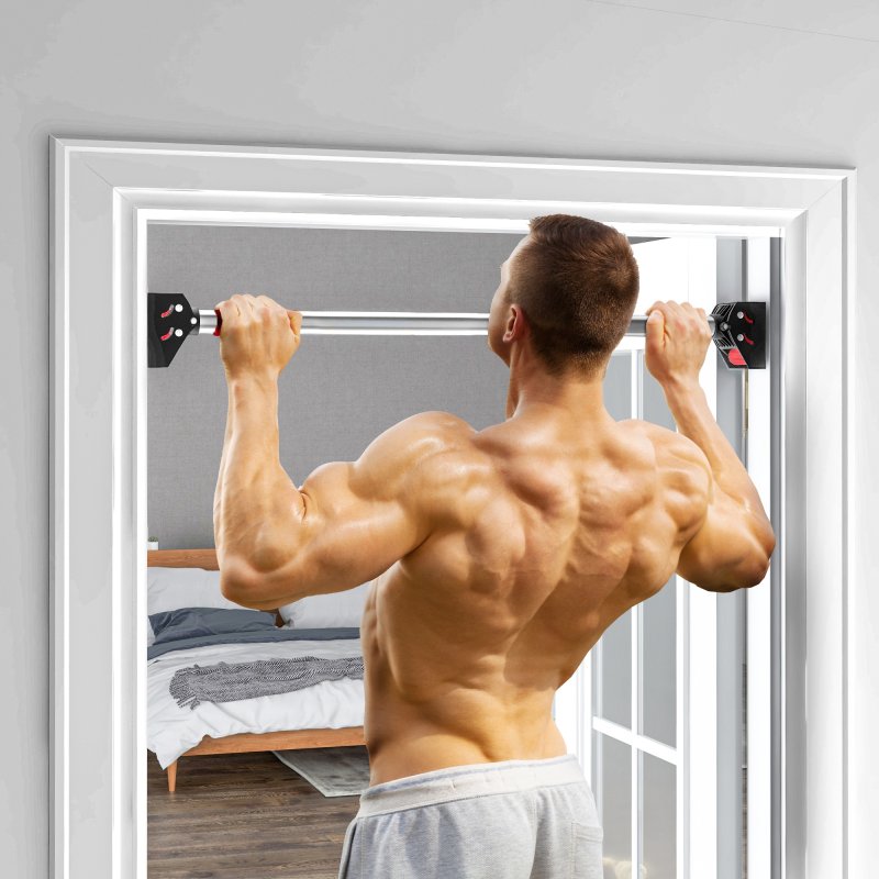 SPORTNOW Pull Up Bar Doorway, No Screws Chin Up Bar, Adjustable Length (75-92cm) for Home Gym Workout, Max Load 200kg