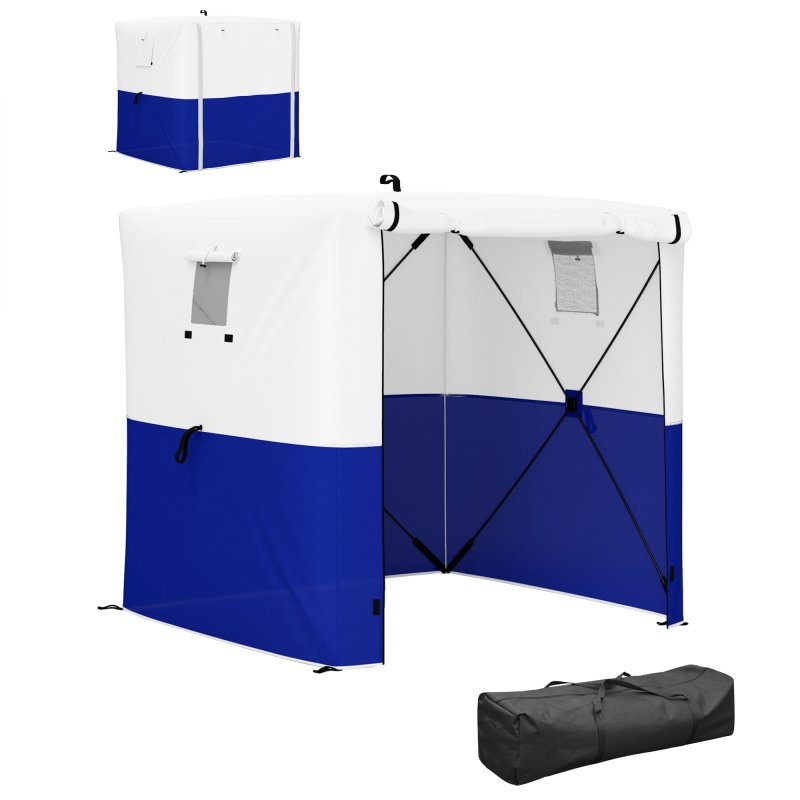 Outsunny Pop Up Gazebo with Sides, 2m x 2m Easy 1 Person Setup Party Tent with Carry Bag, Stakes, Ropes, Folding Multifunctional Instant Shelter, Dark Blue and White