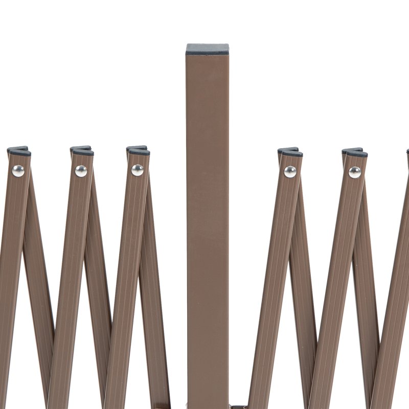 Outsunny Expanding Fence Panel, Freestanding Aluminium Alloy Trellis Fence with Movable Scissor Grid and Wheel, 52-405cm Foldable Decorative Garden Fence for Patio Pet Safety, Dark Brown