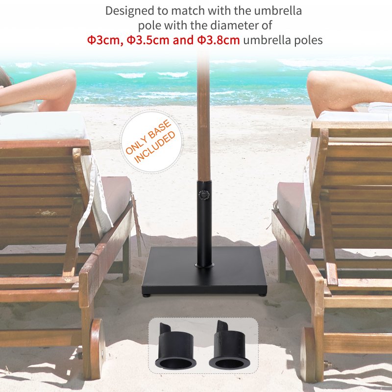Outsunny ??35/38/48MM 18KG Steel Square Parasol Stand Base w/ Adjustable Knob Umbrella Stand Garden Patio Outdoor Home, Black