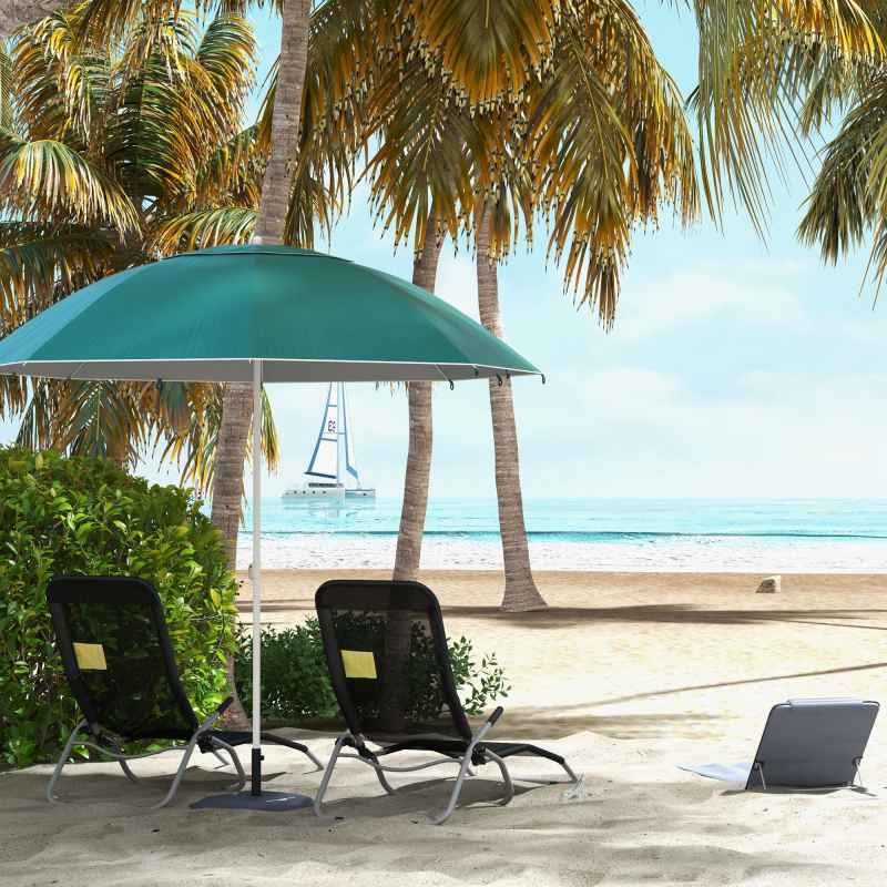 Outsunny 2m UV Protection Fishing Beach Umbrella Brolly Shelter w/ Side Panel Tent Green