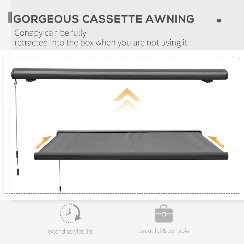 Outsunny 3 x 2.5m Electric Awning with Remote Controller, Aluminium Frame DIY Retractable Awning, UV50+ Sun Shade Canopy for Garden Patio Deck Door Window, Grey