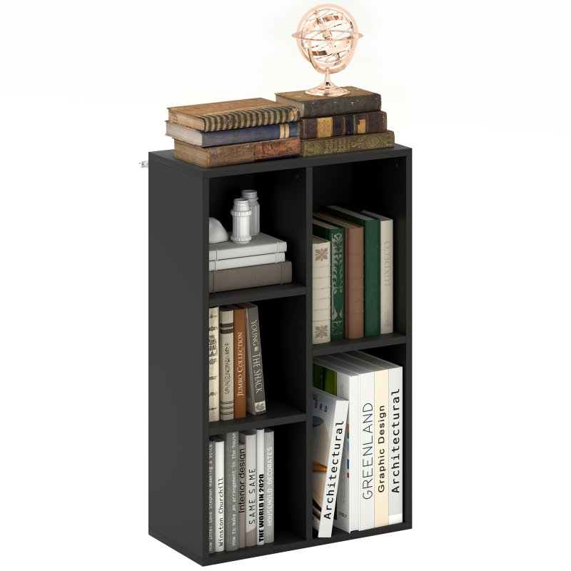 HOMCOM 2 Tier Bookshelf, Modern Cube Bookcase with 5 Open Storage Compartments, Freestanding Display Storage Unit for Living Room, Bedroom, Study