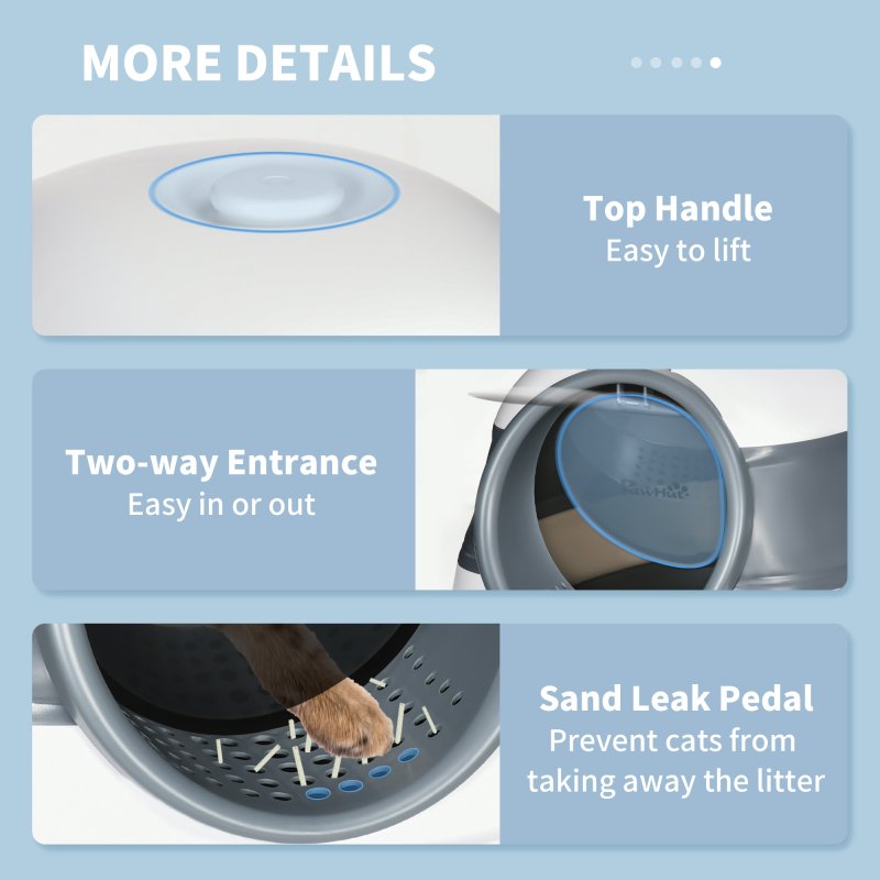 PawHut Foldable Cat Litter Box with Lid, Hooded Cat Litter Tray with High Sides, Air Freshener, Large Two-Way Entrance, Scoop, White