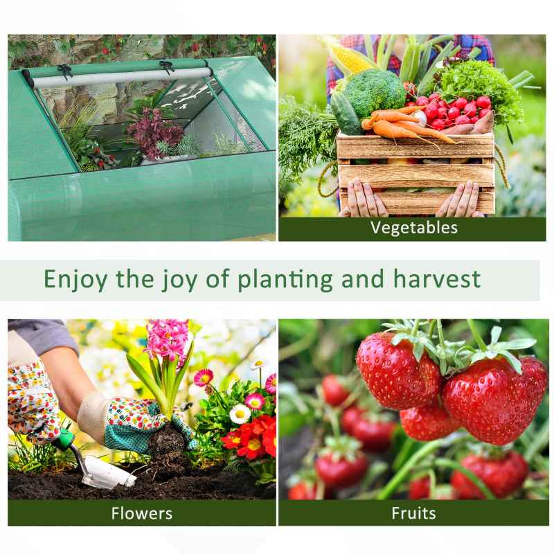 Outsunny 180 x 140 x 80cm Portable Mini Greenhouse, Garden Small Green House with Zipped Windows and Door, Tunnel Planting Shed, Outdoor Flower Planter Warm House, Dark Green