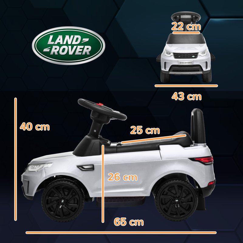 AIYAPLAY Land Rover Licensed 6V Kids Electric Ride On Car, 2-in-1 Sliding Car, Battery Powered Car with Headlights, Music, Horn, for 18-60 Months, White