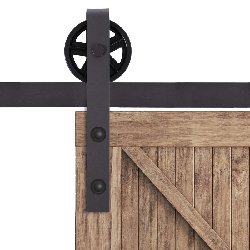 HOMCOM 183CM/6FT Modern Sliding Door Kit, Barn Door Closet Hardware Track Kit Track System Unit for Single Wooden Door 6FT/1830mm