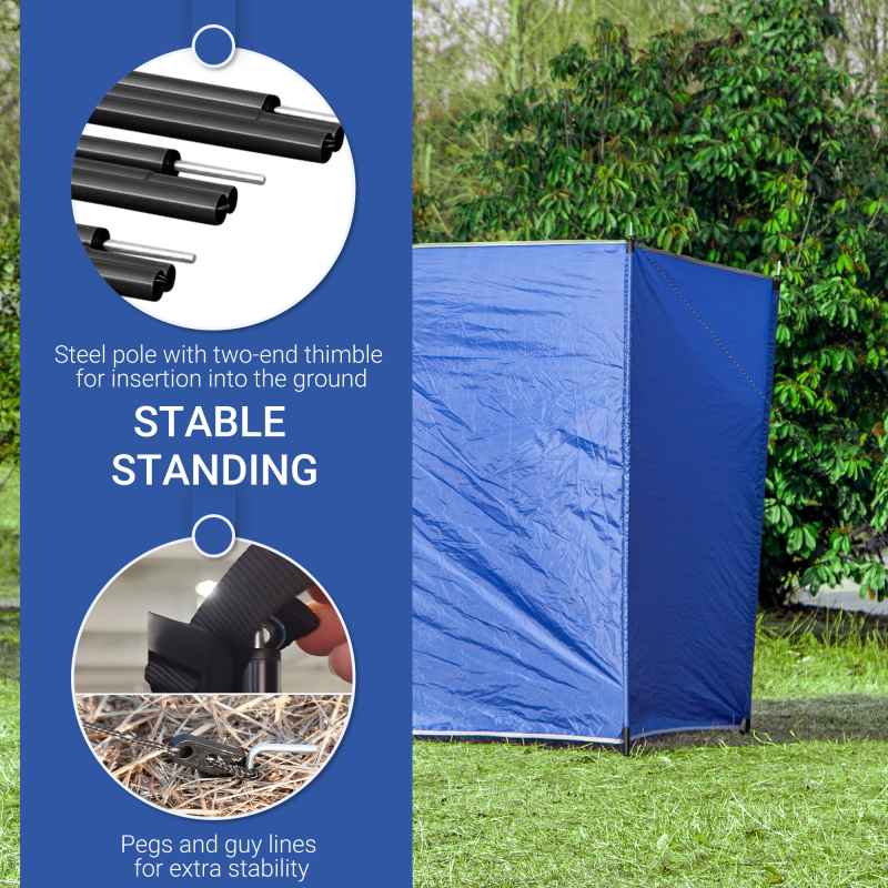 Outsunny Camping Windbreak, Foldable Portable Wind Blocker w/ Carry Bag and Steel Poles, Beach Sun Screen Shelter Privacy Wall, 450cm x 150cm