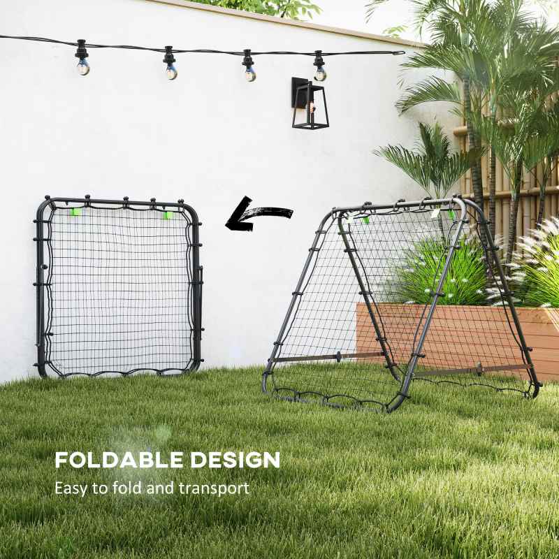 HOMCOM Double-Sided Football Rebounder Net, Football Rebound Net Target Goal with Five Adjustable Angles, Black