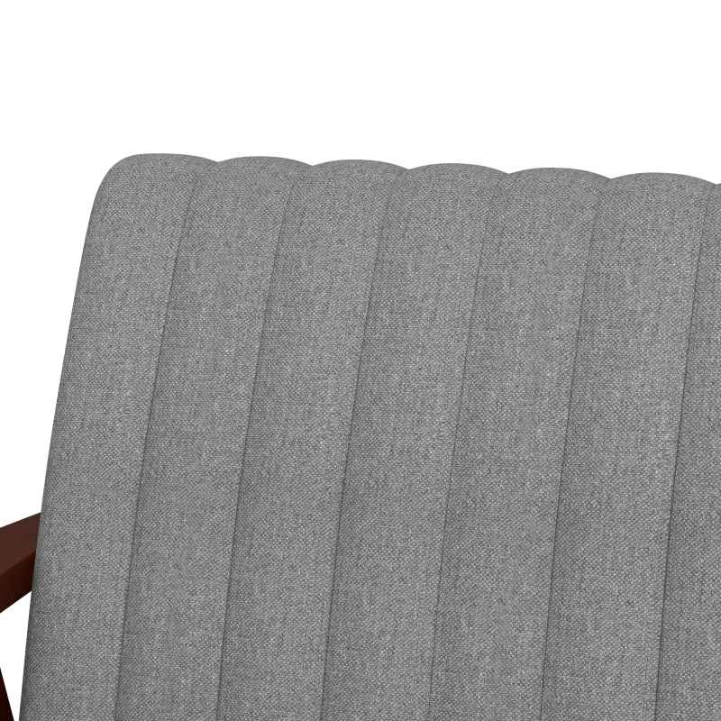 HOMCOM Fabric Accent Chair, Modern Tufted Armchair for Bedroom, Living Room, Upholstered Lounge Chair with Wood Legs, Grey