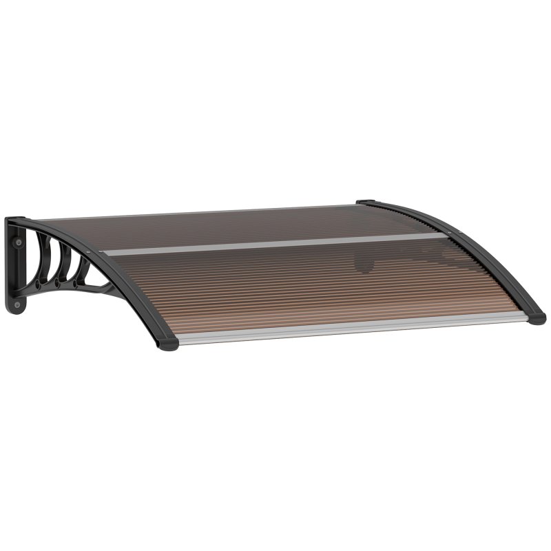Outsunny Front Door Canopy Outdoor Awning Aluminium Rigid Plastic Polycarbonate Rain Shelter UV Water Rain Resistant 120 x 75cm