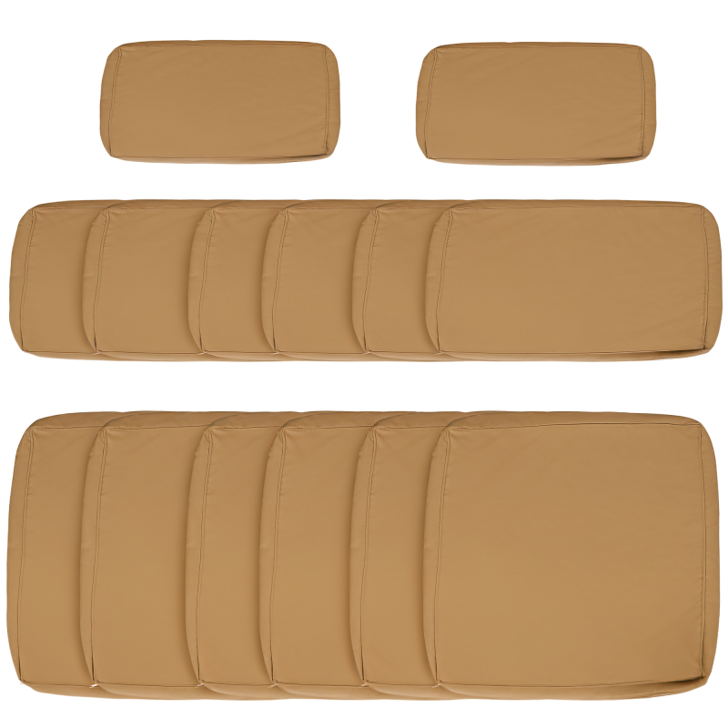 Outsunny Replacement Cushion Covers for Garden Sofa Set, Garden Rattan Sofa Cushion Polyester Cover Replacement Outdoor - No Cushion Included, Beige