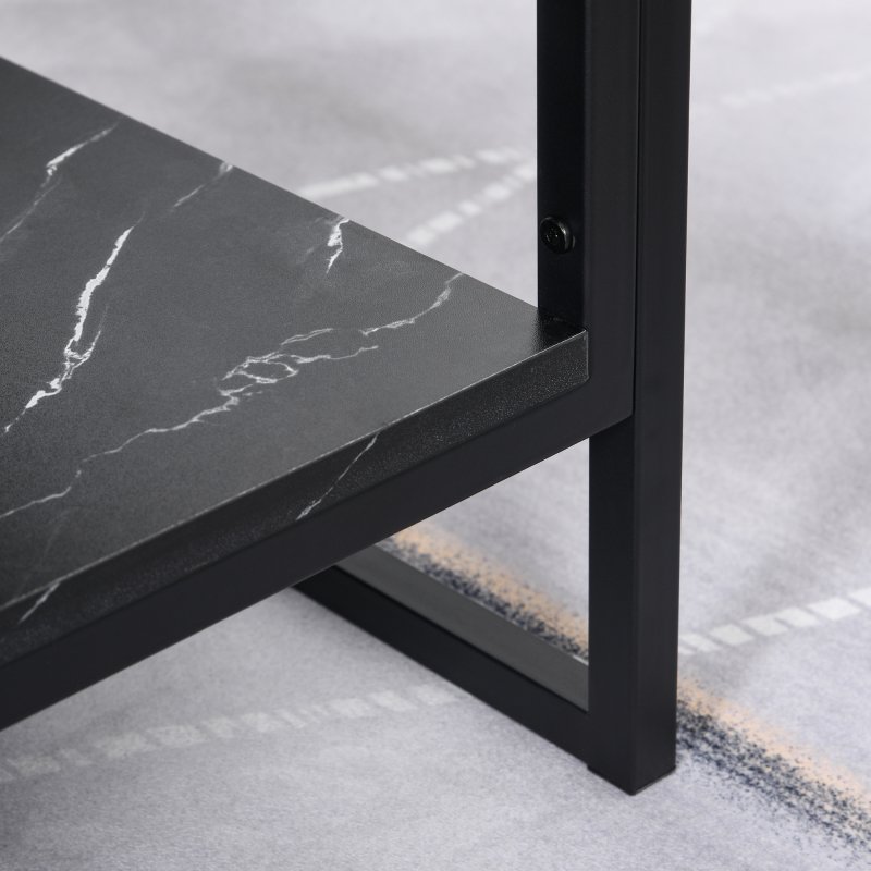 HOMCOM Coffee Table, Two-Tier Marble Centre Table with Metal Frame and Storage Shelf for Living Room, 106 x 50 x 45cm