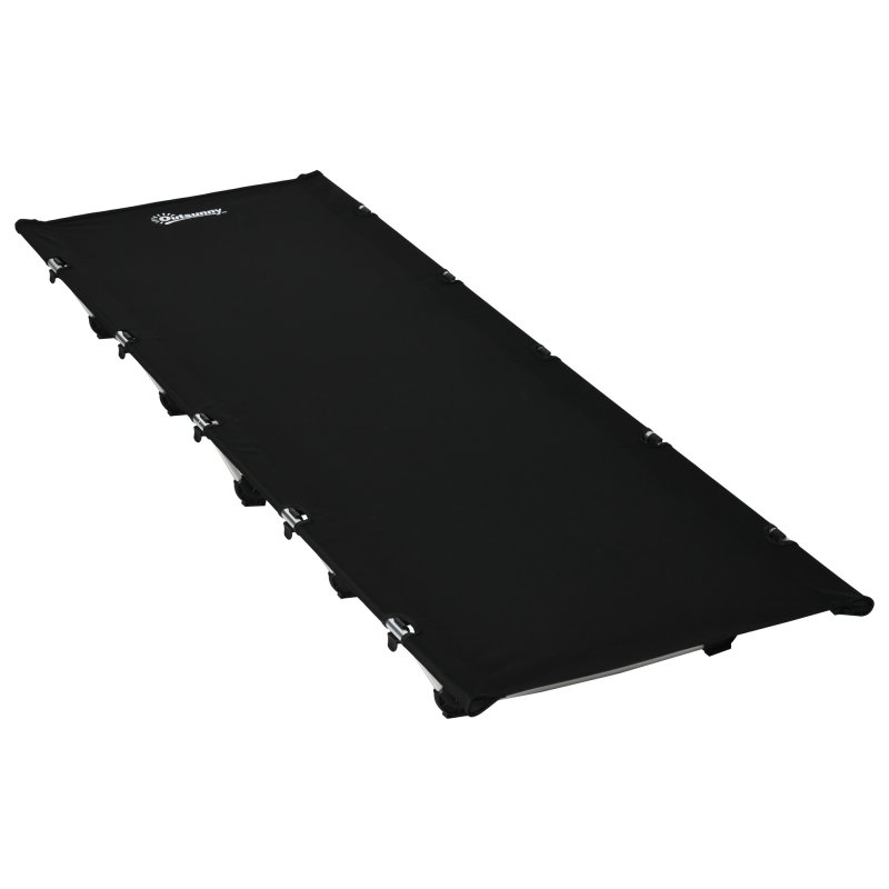 Outsunny Lightweight Camping Bed, Aluminium Portable Camp Cot Sleeping Bed w/ Strong Support 150kg and Carry Bag for Outdoor Overnighter Camping, Hiking, Travel, RV, Black