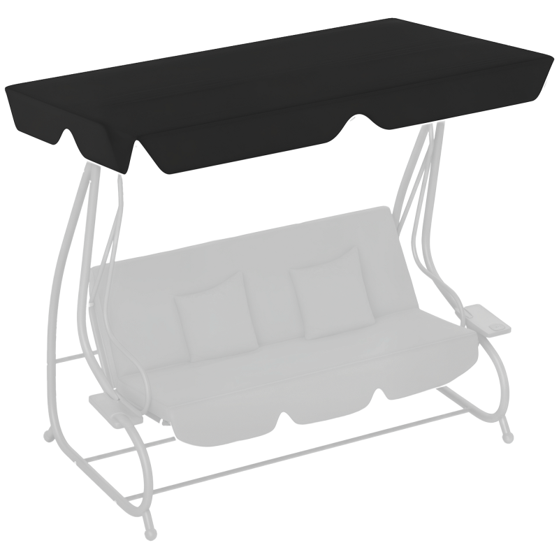 Outsunny Garden Swing Canopy Replacement 3 Seater, Waterproof Garden Swing Seat Canopy Cover, Windproof Anti-UV Sun Shade (Canopy Only) for Patio, Balcony, Black