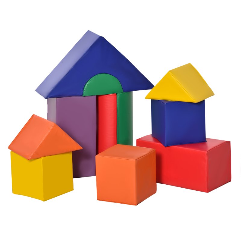 HOMCOM 11-Piece Soft Play Equipment for Toddlers, Soft Play Set Kids, Foam Blocks, Toys for Climb and Crawl, Indoor Activity Play Set Playground, for 1-3 Years, Multicoloured