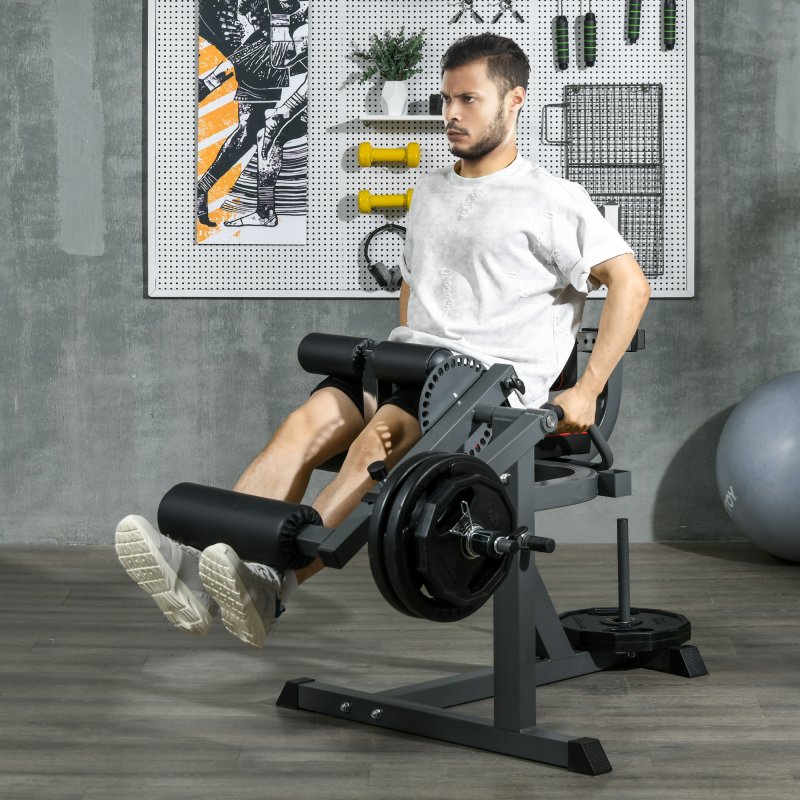 SPORTNOW Seated Leg Extension Machine, Adjustable Leg Raise Machine and Curl Machine with Plate Loaded for Hip, Thigh, Lower Body Workout