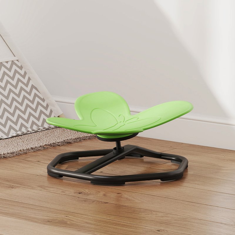 AIYAPLAY Sensory Spinning Chair for Kids, Butterfly-Shaped Swivel Chair for Balance and Coordination Training, Multi-Position Spinning Seat with Non-Slip Base, Green