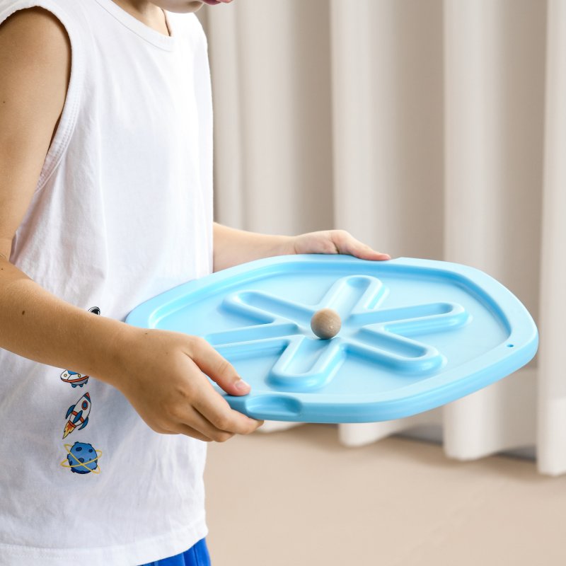 ZONEKIZ 2 in 1 Balance Board Kids Wobble Board with Ball, for Ages 3-6 Years - Blue