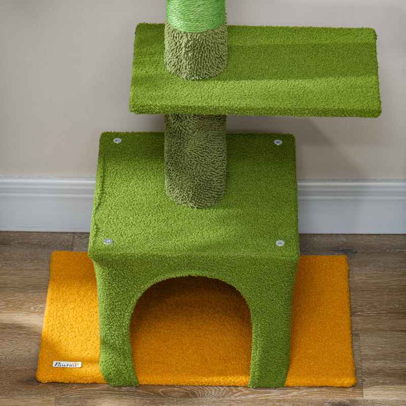 PawHut Floor-to-Ceiling Cat Tree, 230-275cm Height Adjustable Cat Tower, 6-Level Activity Centre for Indoor Cats with Scratching Posts, Cat House, Hammock, Toy Ball, Green
